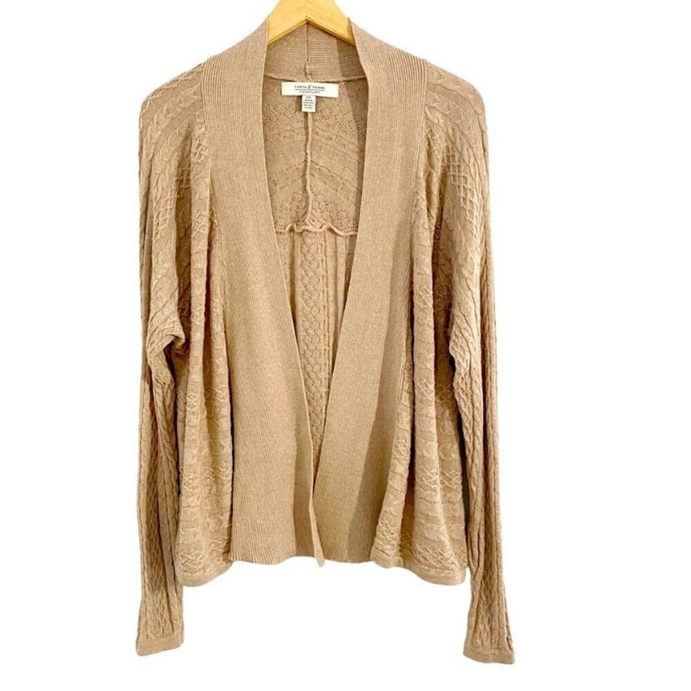 Forth & Towne Plus Size XXL Vocabulary Beige Open Knit Cardigan Sweater